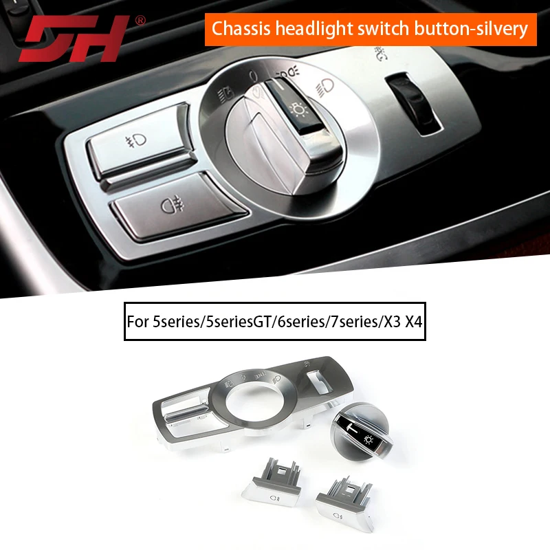

for BMW F Series Headlight Switch Button for BMW 5 Series, 5 Series GT , 6 Series , 7 Series, X3, X4 - silver
