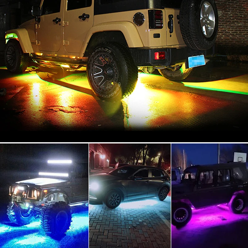 Car LED Light Bar Ambient Lamp 12V Underglow Lights RGB APP Control Automotive Decoration Atmosphere Light Universal