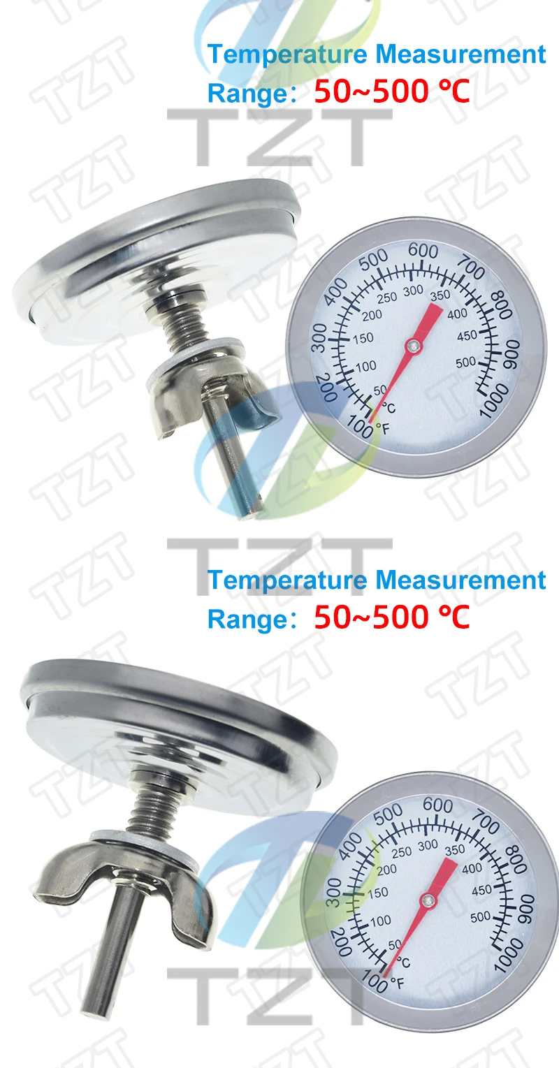 52mm 0-120 Grad Celsius Pizzaofen Thermometer Edelstahl Outdoor Indoor Grill Grill Herd Thermograph Lebensmittel Kochen – Detail 6