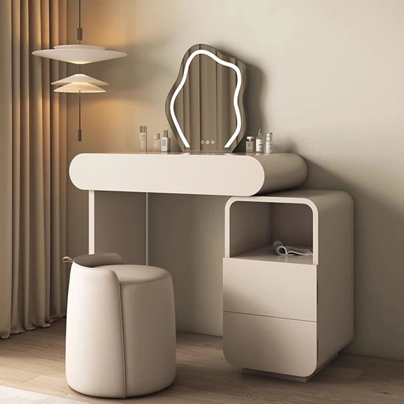 White Desk Furniture For Bedroom Storage Cabinet Hotel Comfortable Aesthetic Room Set Simple Makeup Toilette Trucco Table Rattan