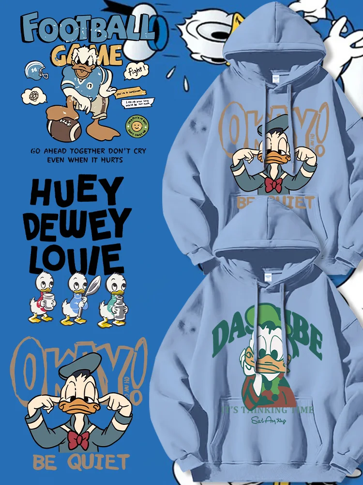 Fashion and casual Disney Donald Duck Cartoon Anime Printing Men's and women's hoodies Autumn and Winter Couple Clothes Hoodies