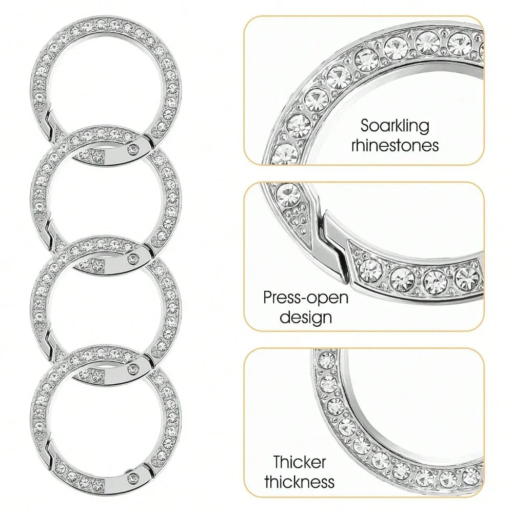 Feder-Schlüsselanhänger, Legierung, Auslöser, Feder-Karabinerhaken, glänzender Strass-Schlüsselanhänger, kreatives DIY-Schlüsselanhänger-Zubehör – Detail 5