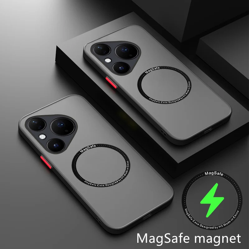 

Чехол для телефона HUAWEI Pura80, матовый, прозрачный, с беспроводной зарядкой, Magsafe, матовый, прозрачный, противоударный чехол