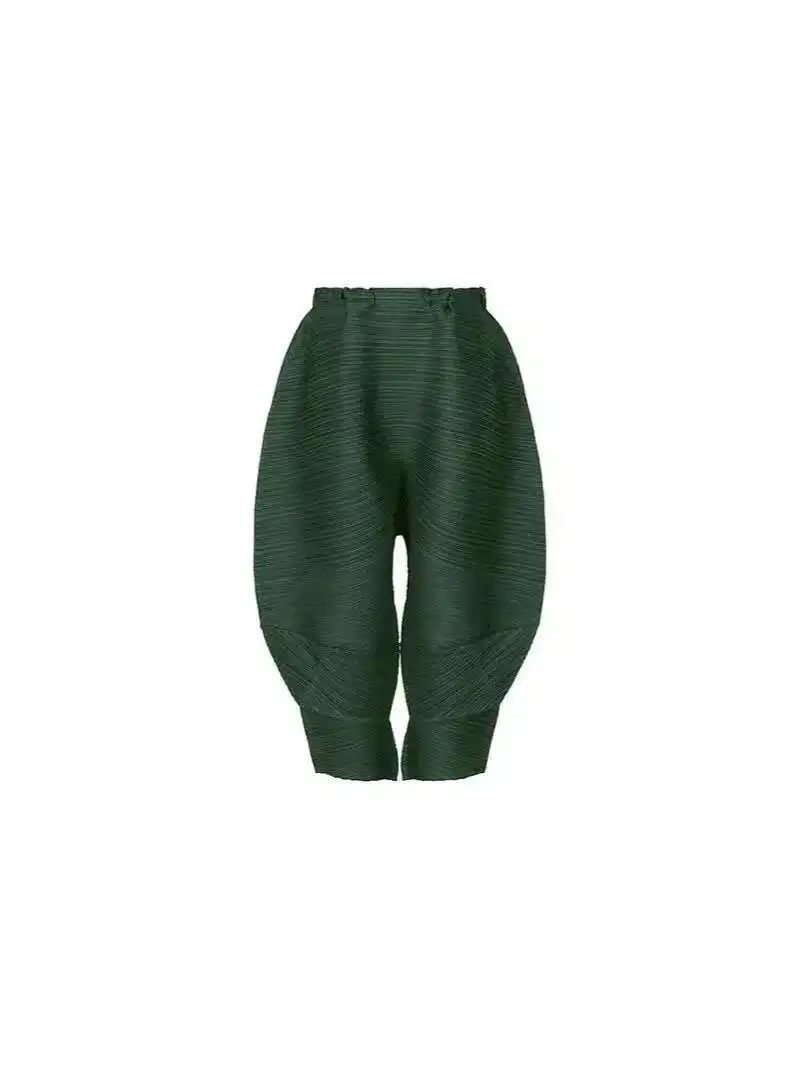 GVUW Pleated Harem Pants Women Solid Color Elastic Waist New 2026 Loose Versatile Female Casual Vintage Style Trousers 17G7131