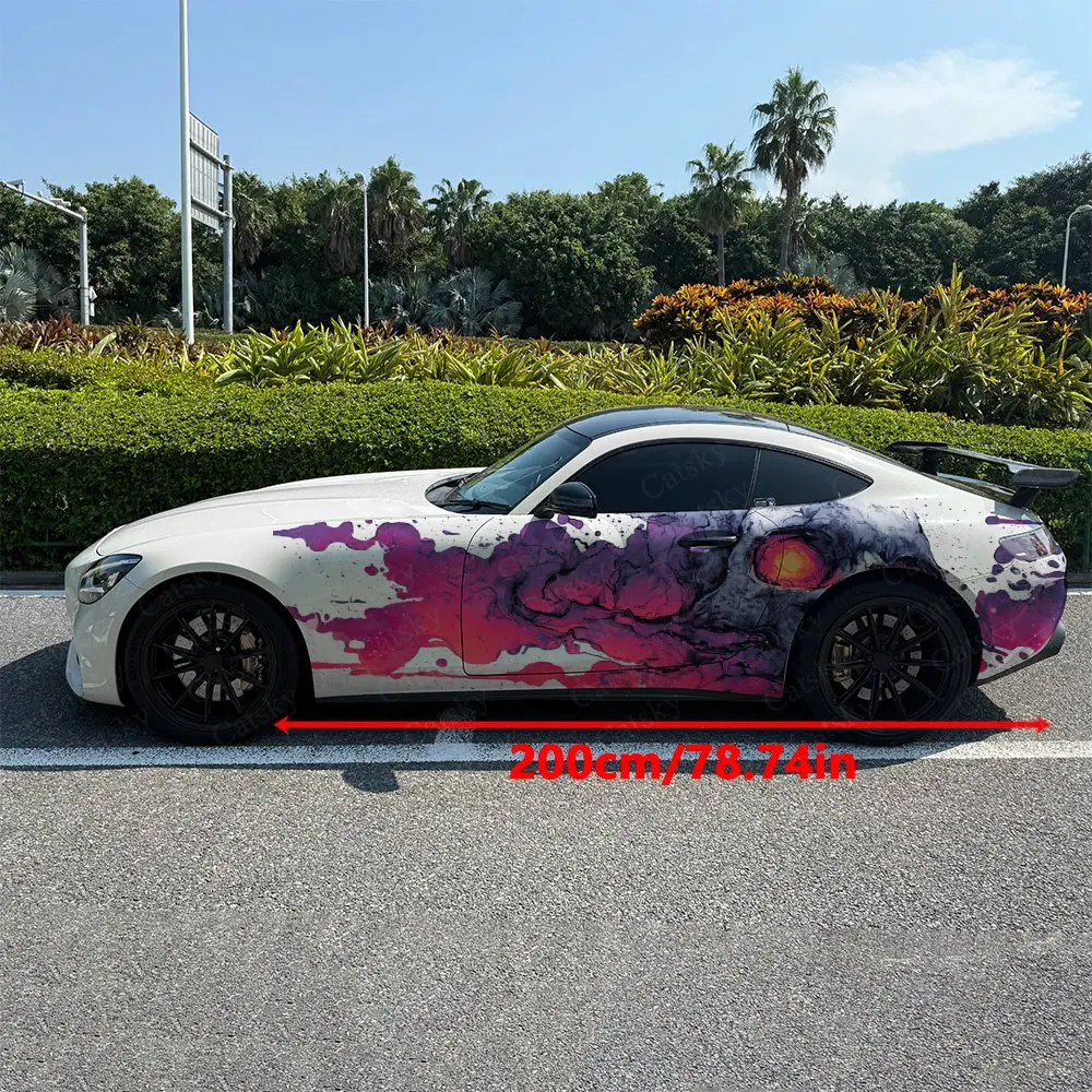 2pcs Bloody Skull Gradient Car Side Wraps, Self-Adhesive PVC Waterproof & Scratch-Resistant Stickers, Car Accessory Gift