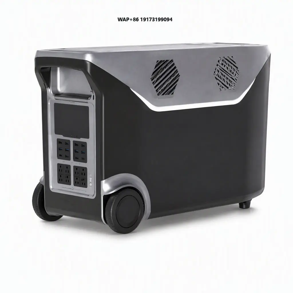 3500W Portable Power Station with Wheels 5120Wh LiFePO4 Mobile Battery Generator Pure Sine Wave Solar Ready