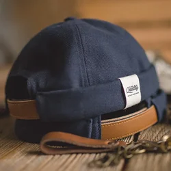 Maden Men Adjustable Denim Beanie Skull Cap Dockworker Hat Roll Cuff Casual Caps Sailor Hats Male