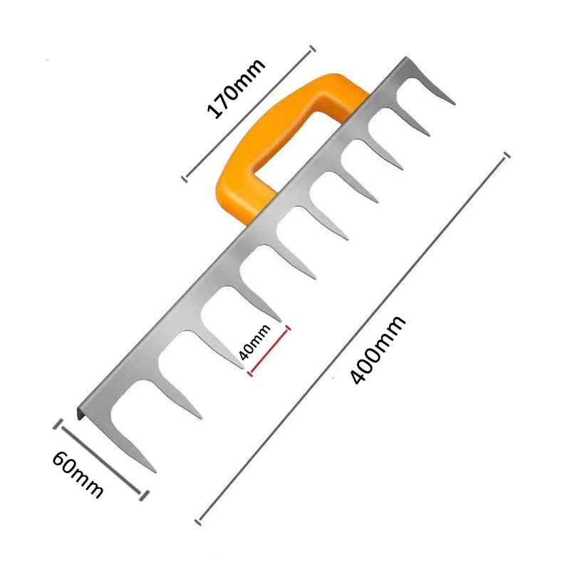 Rastrillo de ceniza plano de acero inoxidable, herramienta para poner azulejos, rastrillo de 10 dientes, aflojamiento, ahorro de trabajo,