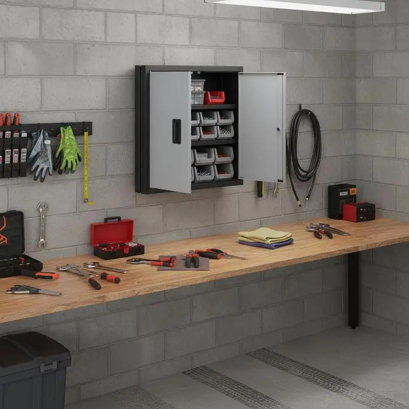 

Foldable wall cabinet, garage cabinet, wall-mounted 66 cm small cabinet, 108.86 kg
