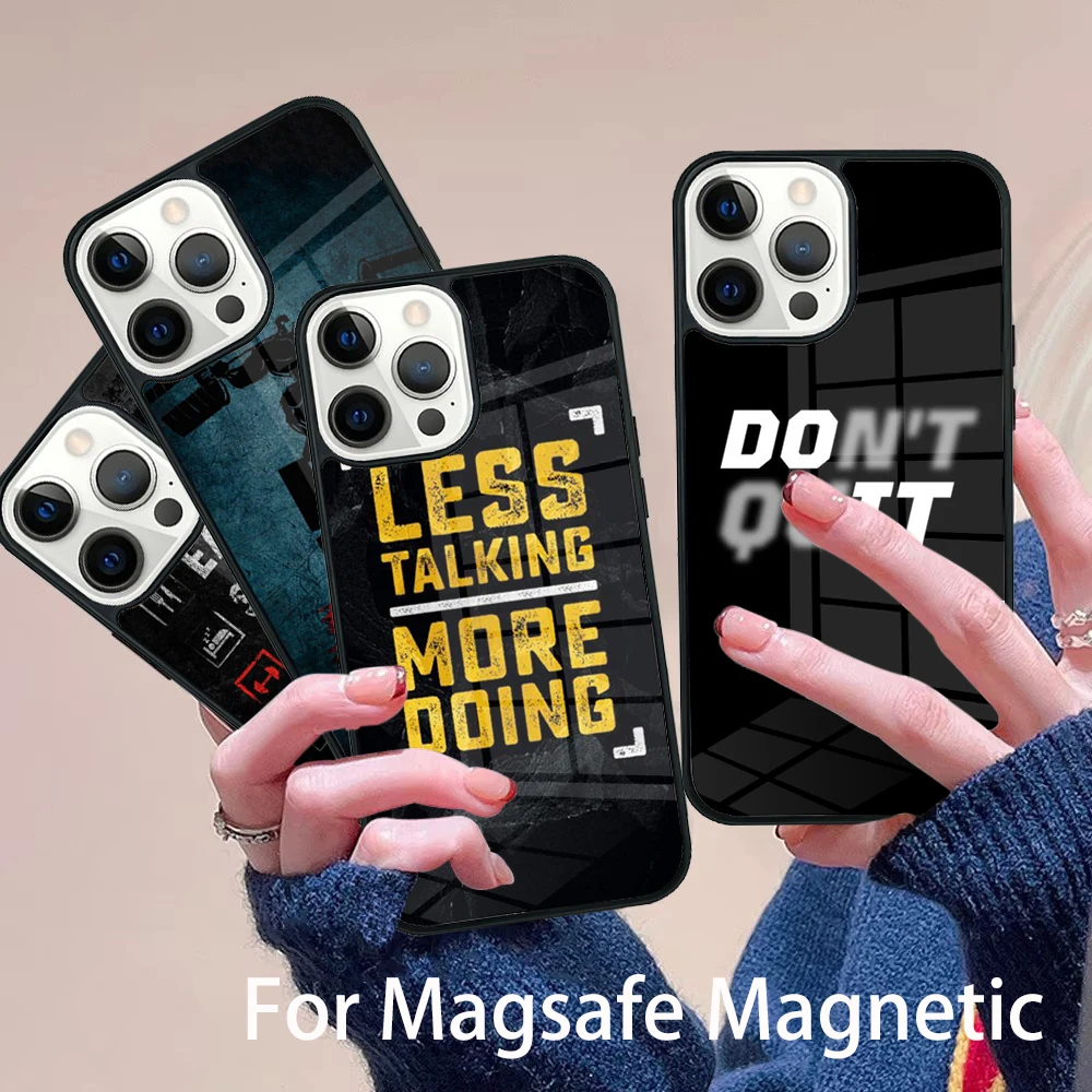 

Fitness Bodybuilding Gym Phone Case Magesafe Magnetic Wireless Charge Cover For IPhone 16 11 12 13 14 15 Pro Max Plus Mini