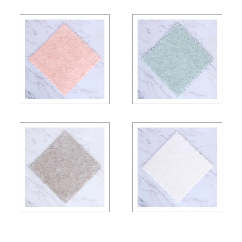 

4pcs Dish Cloth Set Super Fine Coral Fleece Water Absorbent Lathering Fast For Kitchenware Pans Pots Bowls Dishes Dishrag