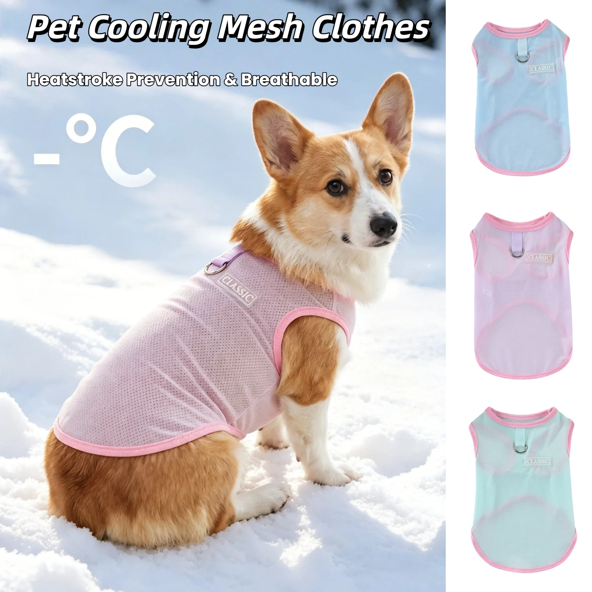 Sommer-Kühlweste für Hunde mit D-Ring, atmungsaktiv, superdünn, Kleidung für kleine und mittelgroße Hunde, Sommerkleidung für Welpen, Chihuahua, Haustierkleidung