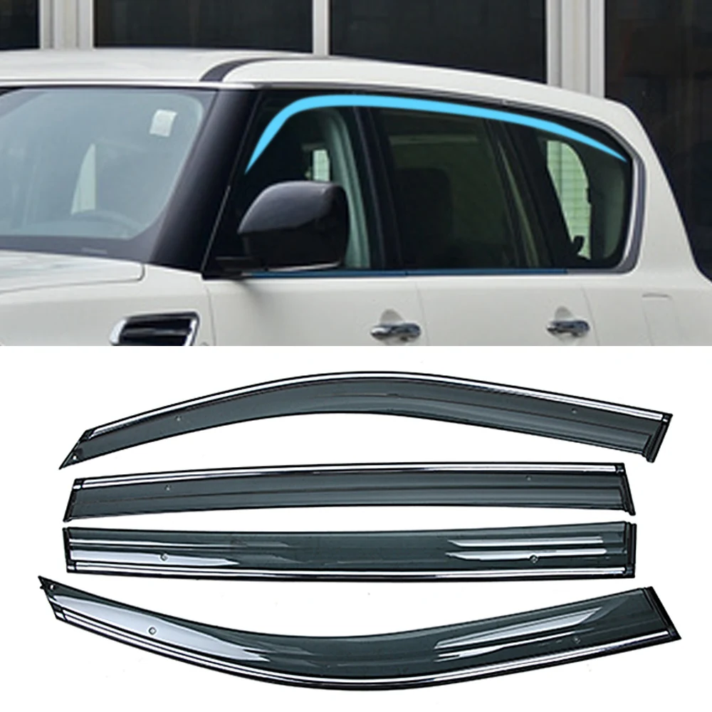 For NISSAN Patrol Y62 Armada 2010-2019 Auto Car Window Sun Rain Shade Visors Shield Shelter Protector Cover Trim Frame Sticker