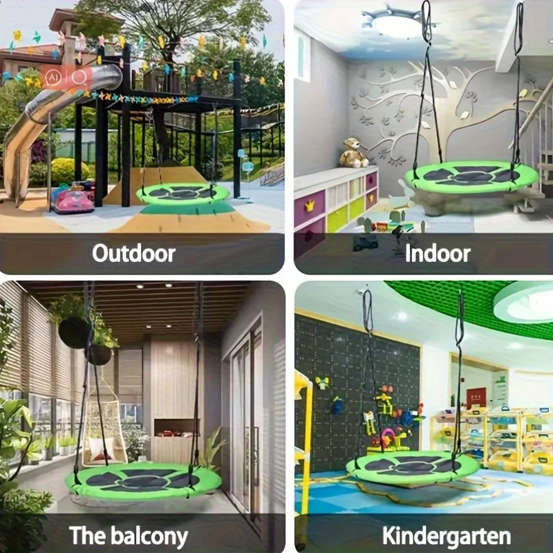 Colorful Round Saucer Tree Swing for Kids - Durable Outdoor Hanging Seat for Backyard, Park, and Indoor Play