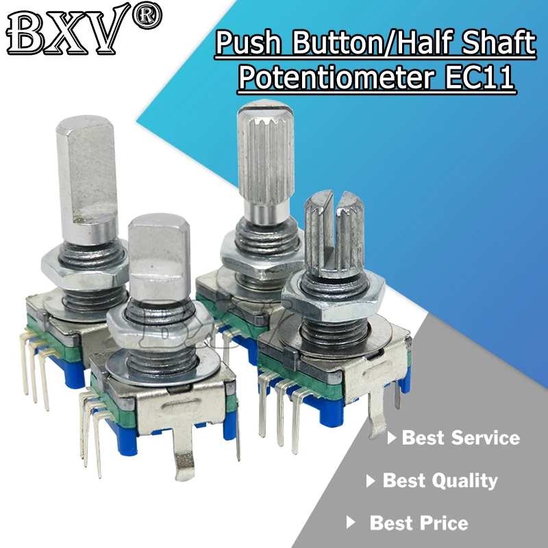 5PCS 20 Position 360 Degree Rotary Encoder EC11 W Push Button 5Pin Handle Long 15/20MM With A Built In Push Button Switch New
