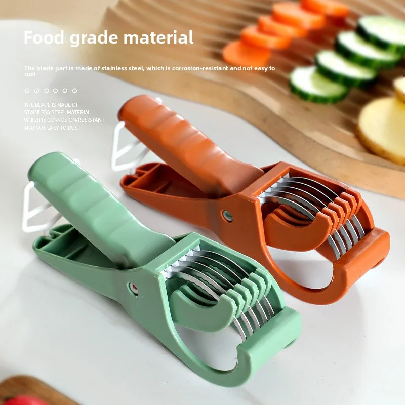 Cross-border New Kitchen Stainless Steel Vegetable and Fruit Slicer, Multi-functional Vegetable Salad and Fruit Slicing Tool