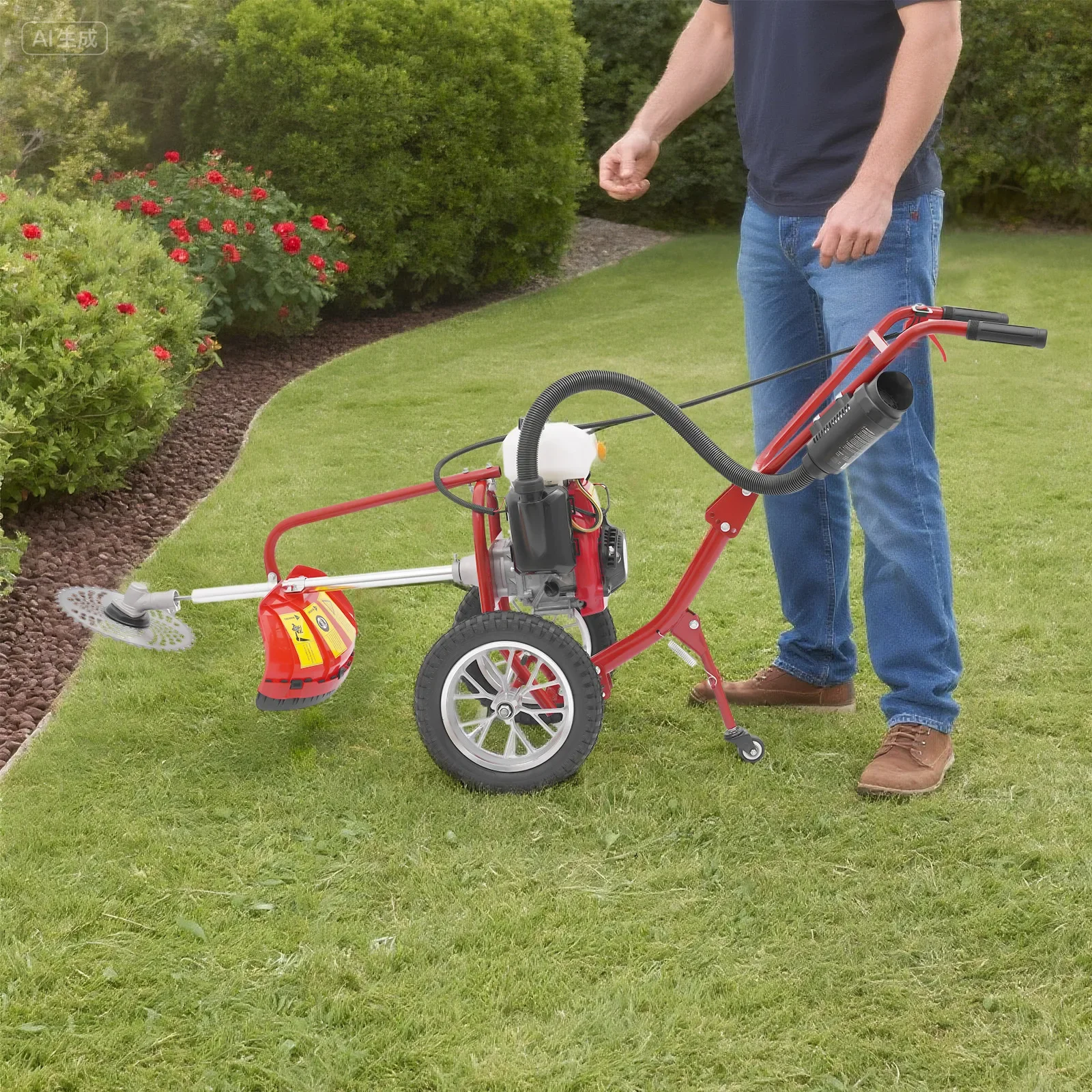 مزارع حديقة محمولة متينة، تصميم عجلة (حركة مريحة)، واقي الطين الموسع (مضاد للرذاذ)، خزان وقود 0.317 جالون #5