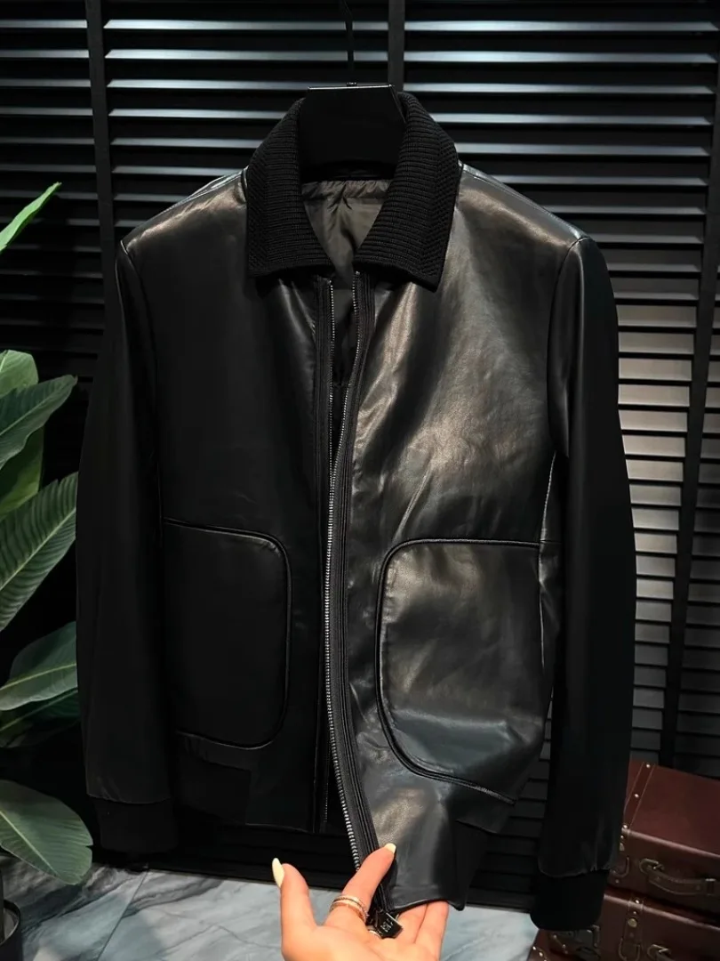 

Высококачественная мужская куртка из натуральной кожи на пуху, осень-зима, новинка Sle Busin, повседневная модная длинная застежка-молния све