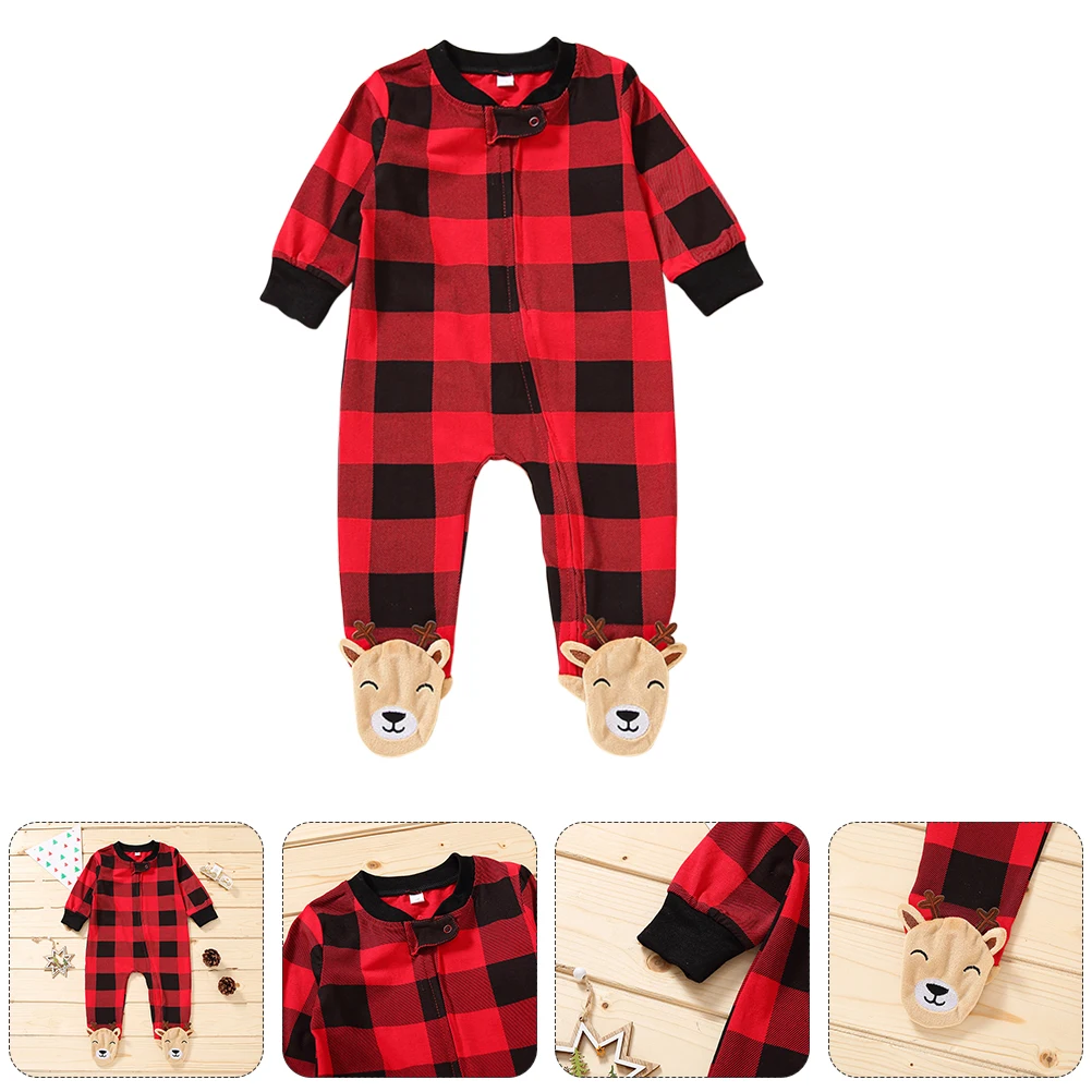

Long Sleeve Romper Baby Winter Outfits Cotton Elk Costume Newborn Jumpsuit Toddler Clothes Cartoon Lattice One-Piece Costume