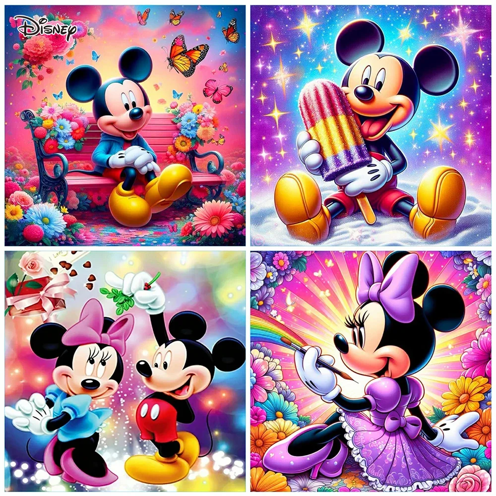 Disney Diamond Mosaic Mickey Mouse Minnie Mouse Full Round Painting Rhinestones Cartoon Embroidery New Arrival Wall Decor