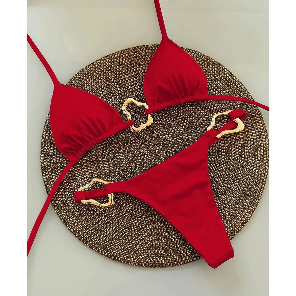 

Micro Bikini Push Up Women Swimsuits 2026 Sexy Female Swimwear Brazilian Bikini Set Thong Biquini Swim Suits Red Solid Beachwear