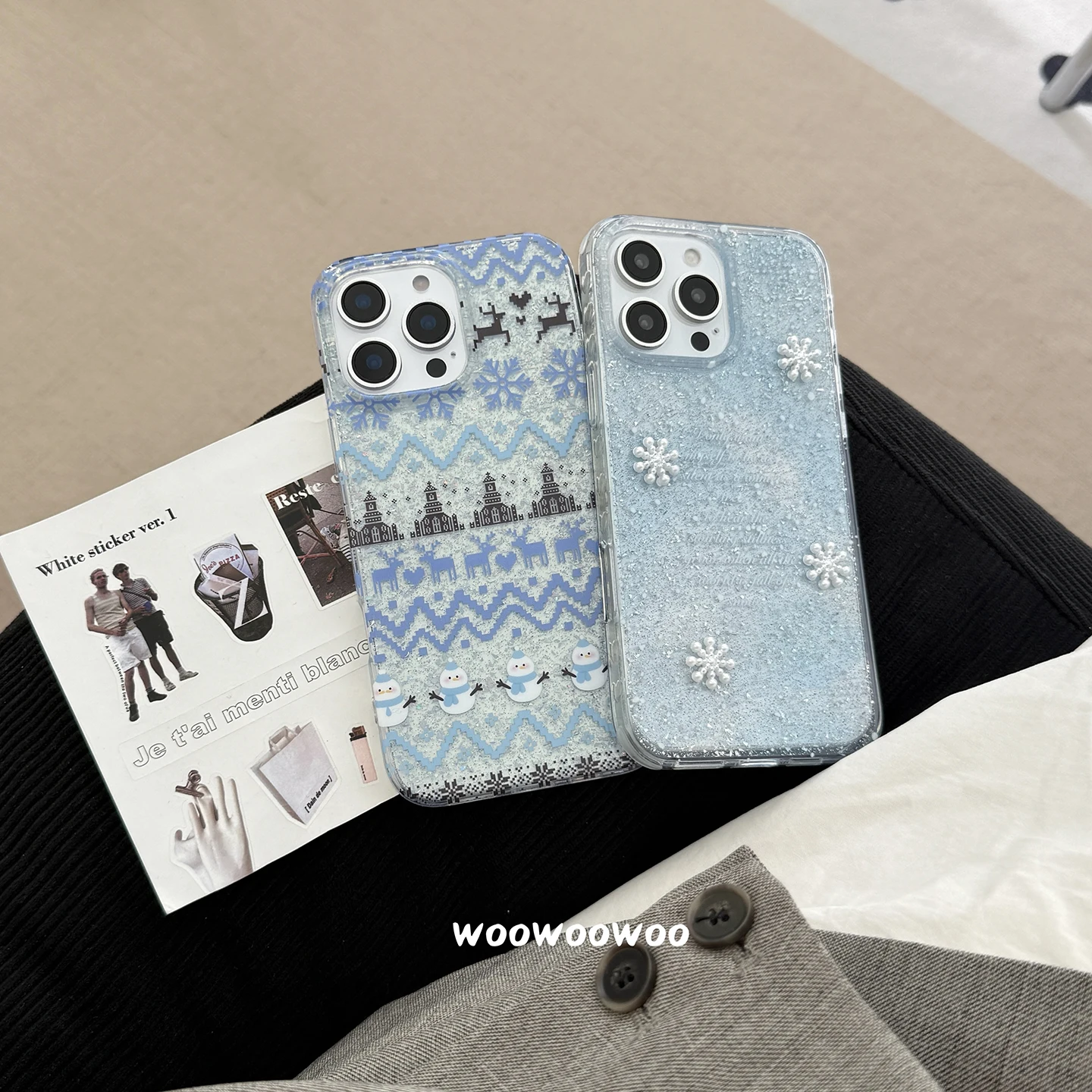 

Autumn Winter Quicksand Glitter Case for iPhone 16 15 14 13 Pro Max 3D Snowflake Transparent Camera Protector Cover