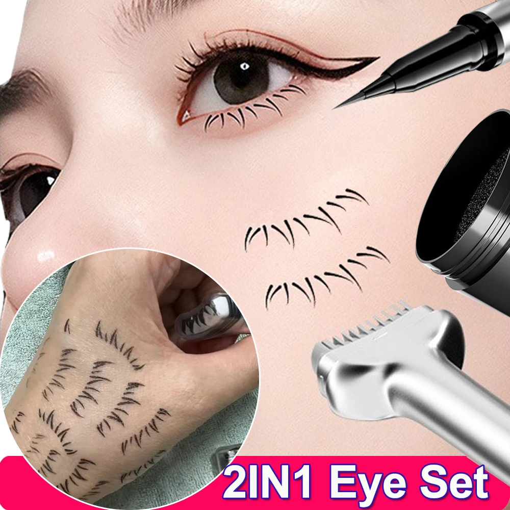 2 in1 untere Wimpern stempel Lazy Eyeliner Pen wasserdicht untere Wimpern dichtung langlebige glatte matte Eyeliner einfach zu tragen Make-up