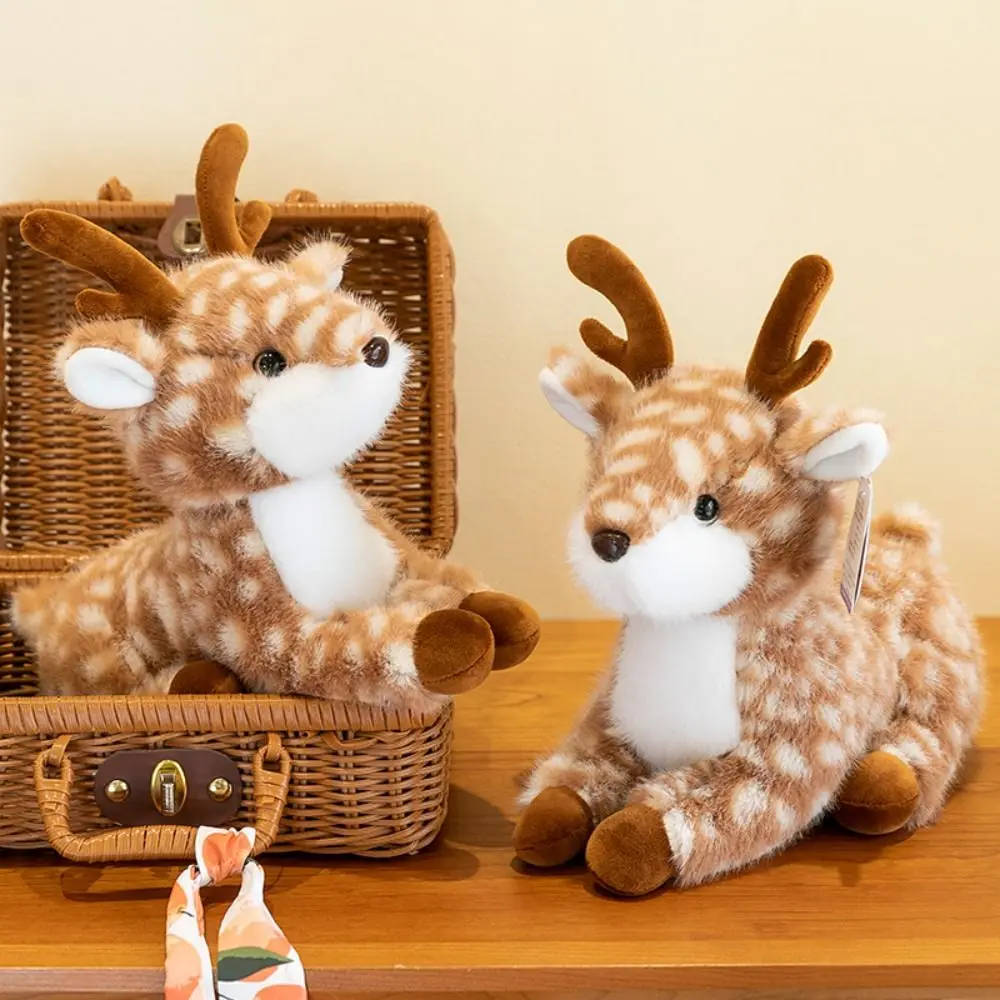 

PP Cotton Simulation Sika Deer Plush Toys Fluffy Handmade Christmas Deer Toy Interactive Soft Stuffed Animal Dolls Toys