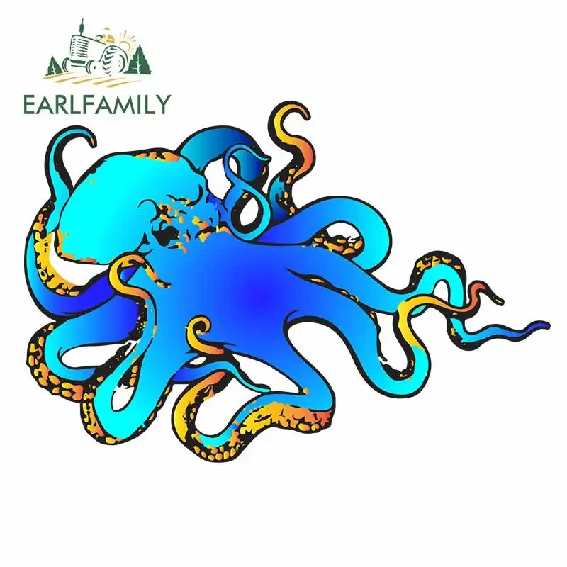 

EARLFAMILY 13cm x 9.1cm For Octopus Personality Car Stickers Waterproof Decal Bumper Vinyl Material Air Conditioner Decoration