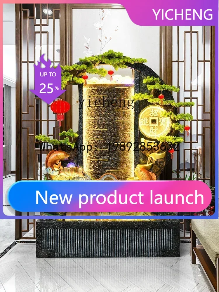 

BJ Times come and go, flowing water ornament, round water curtain wall, living room front desk entry balcony ornament