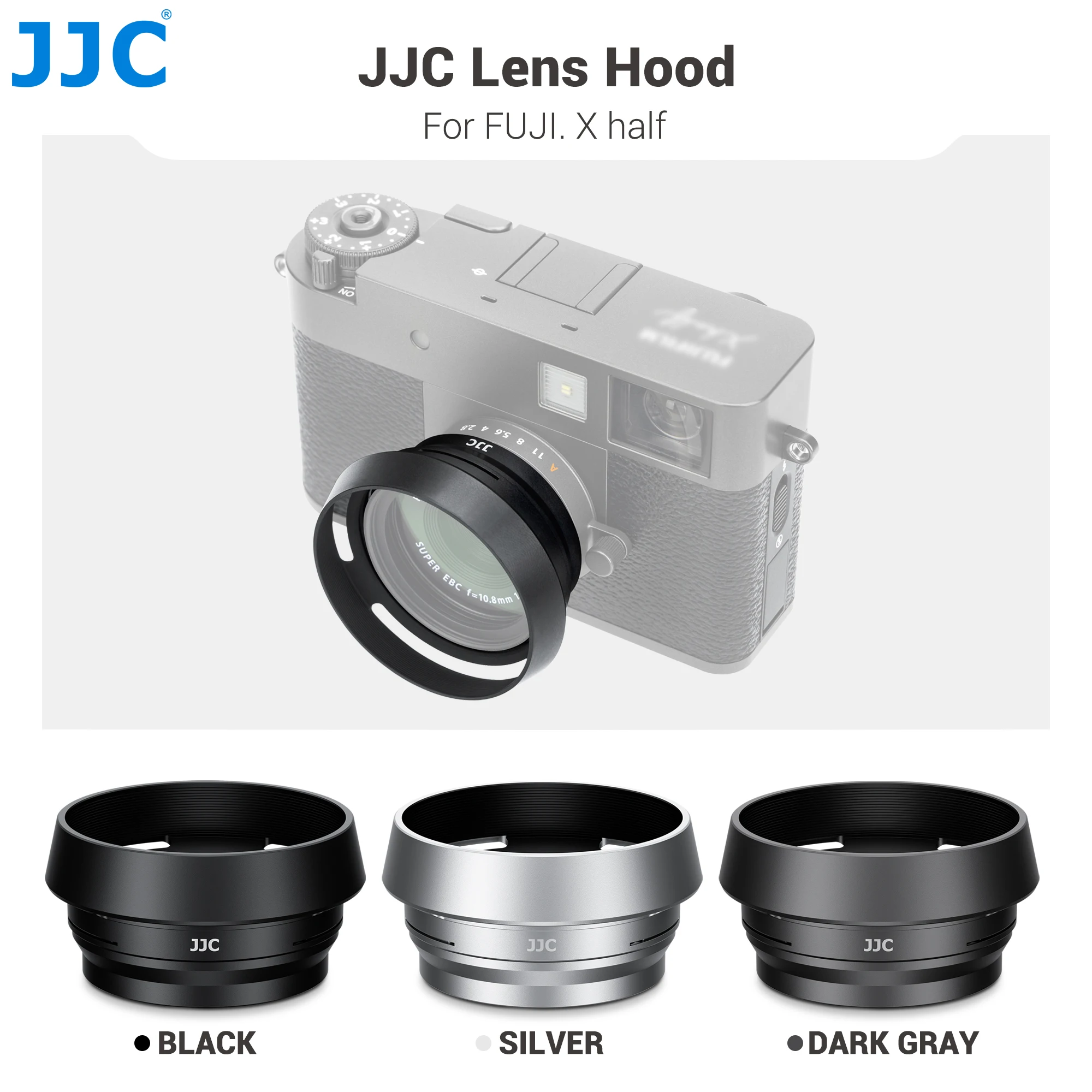 JJC Metal Lens Hood Sun Shade with 37mm Filter Adapter For Fuji Fujifilm X Half X Half Camera Lens Protector Filter Converter