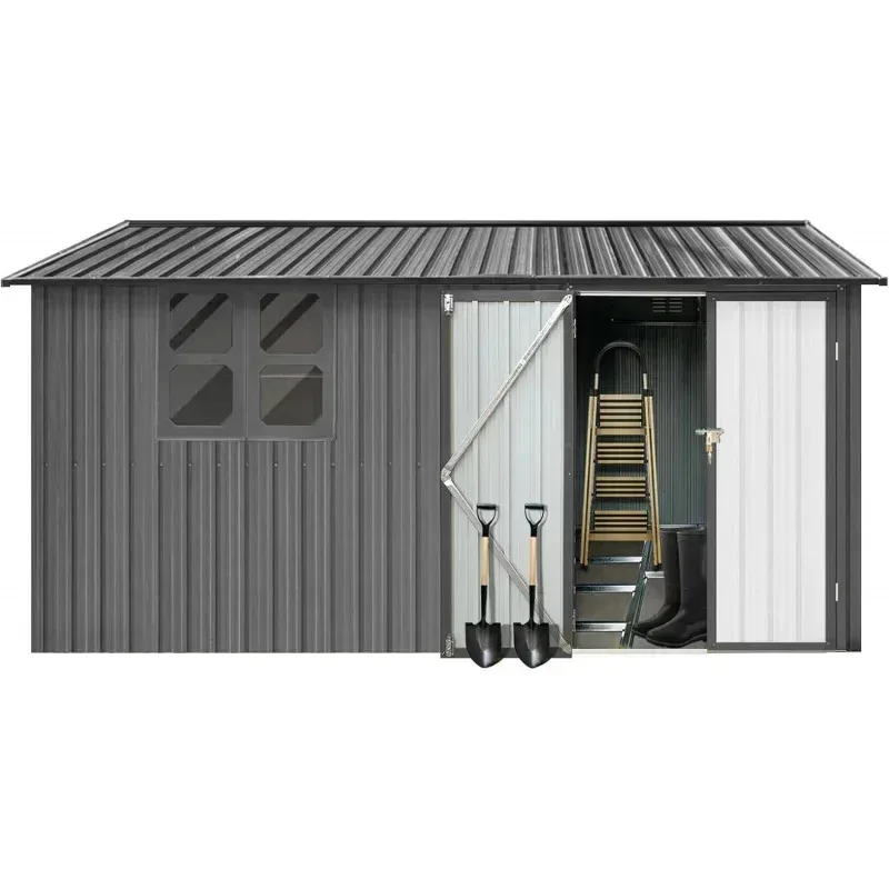 QAZ8-UCGO Extra Large 10ftx12ft.Outdoor Sheds Window.Tiny House.Metal Storage Shed with Design of Lockable Doors.U