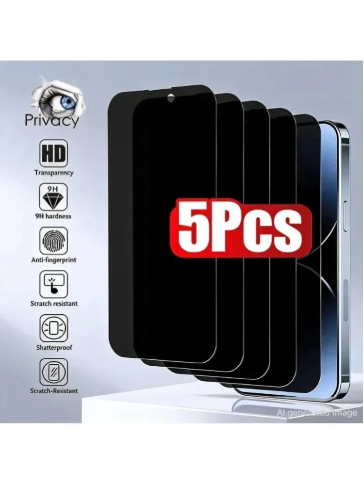 5 Stück Vollflächiger Anti-Spy Displayschutz für iPhone 17 16 12 13 14 15 PRO MAX 14 Plus Gehärtetes Glas Privatsphäre 15 Plus 16 Pro Max Xwsfa