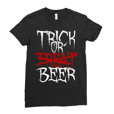 halloween funny costume trick or beer halloween Ladies Fitted T-Shirt