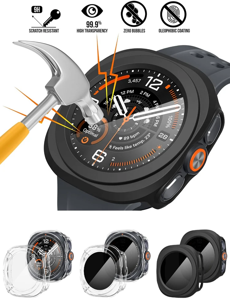 Screen Protector for Samsung Galaxy Watch Ultra2 47mm Case Tempered Glass Hard PC Bumper Galaxy watch Ultra 2 Cover Protective