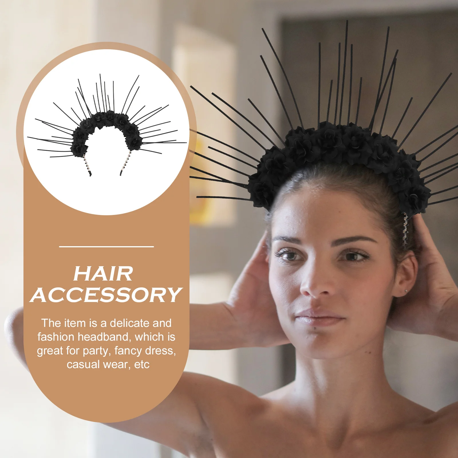 

1pc Gothic Flower Headband Delicate Lolita Headdress Elegant Hair Decor For Women Fashion Hair Accessory Cosplay Photo