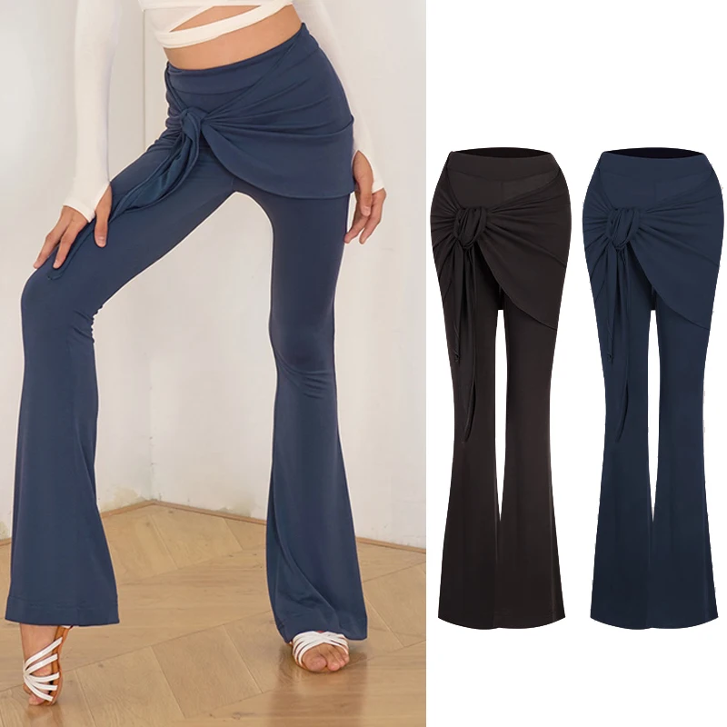 

ZYM New Wrap Hip Latin Dance Pants Girls Cha Cha Rumba Ballroom Dance Practice Clothes Kids Black Blue Latin Trousers DNV21761