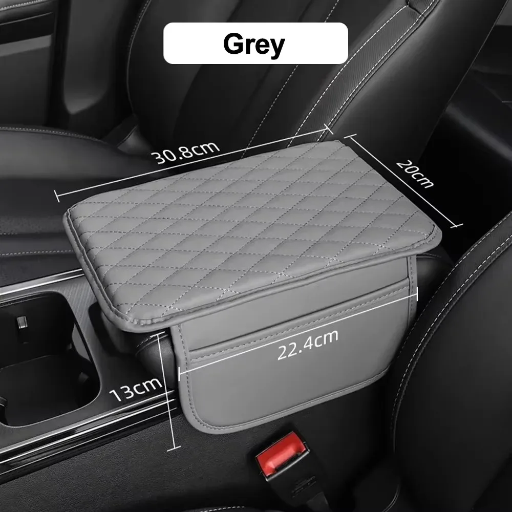 PU Leather Center Console Protector Cover Universal Car with Pocket Armrest Box Cushion Multifunctional