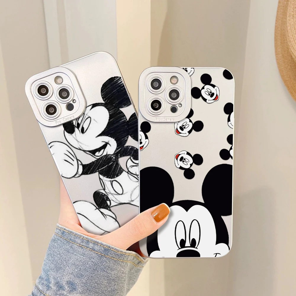 Disney Mickey Minnie Mouse phone case For iPhone 13 12 mini 11 pro xs max X XR 7 8 SE 2 Electro Silver plated soft shell casing