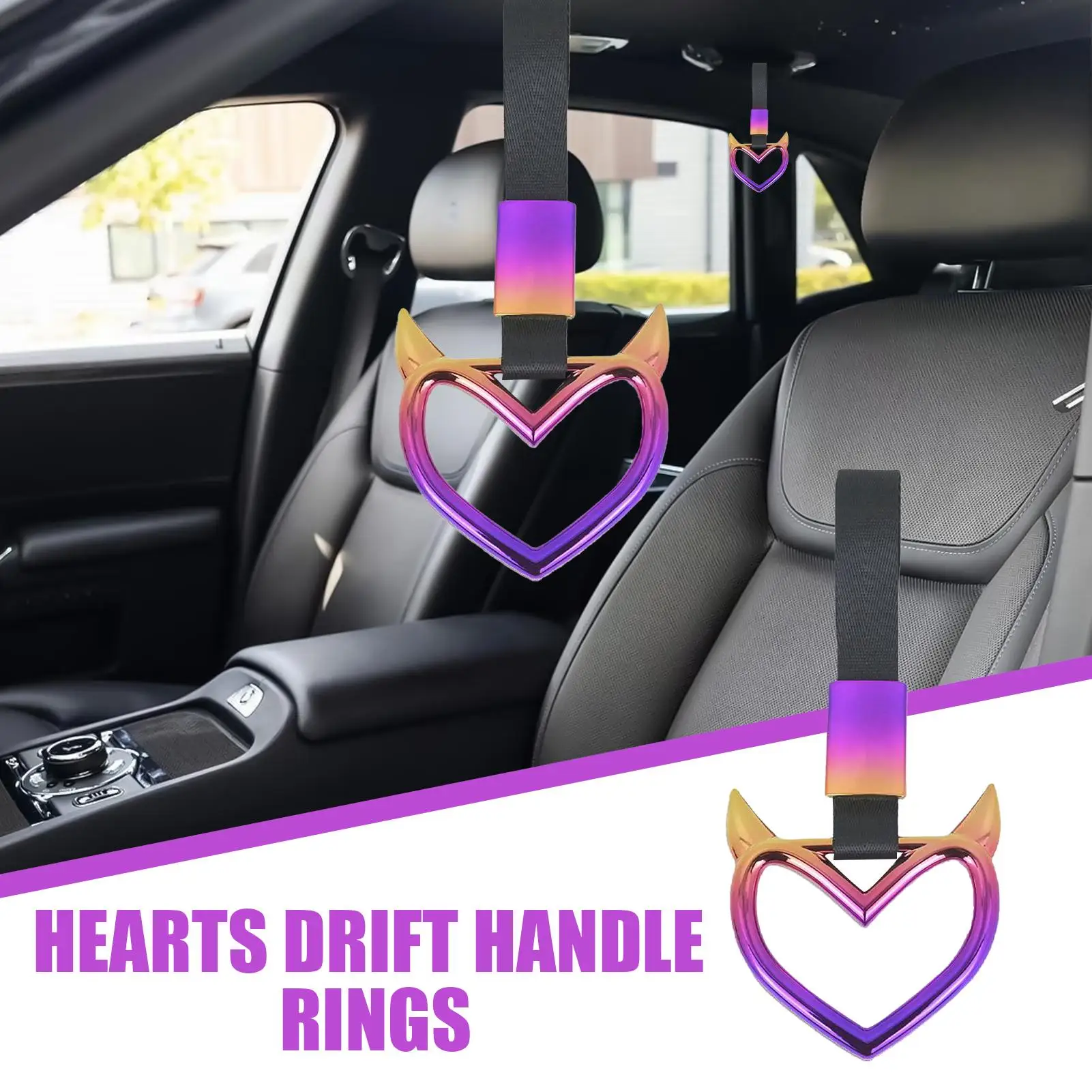 

Heart Car Handle Strap Heart for Car Hangable Rear Bumper Loops Ring for Warning Vehicle Interior Bus Decoration Elderly