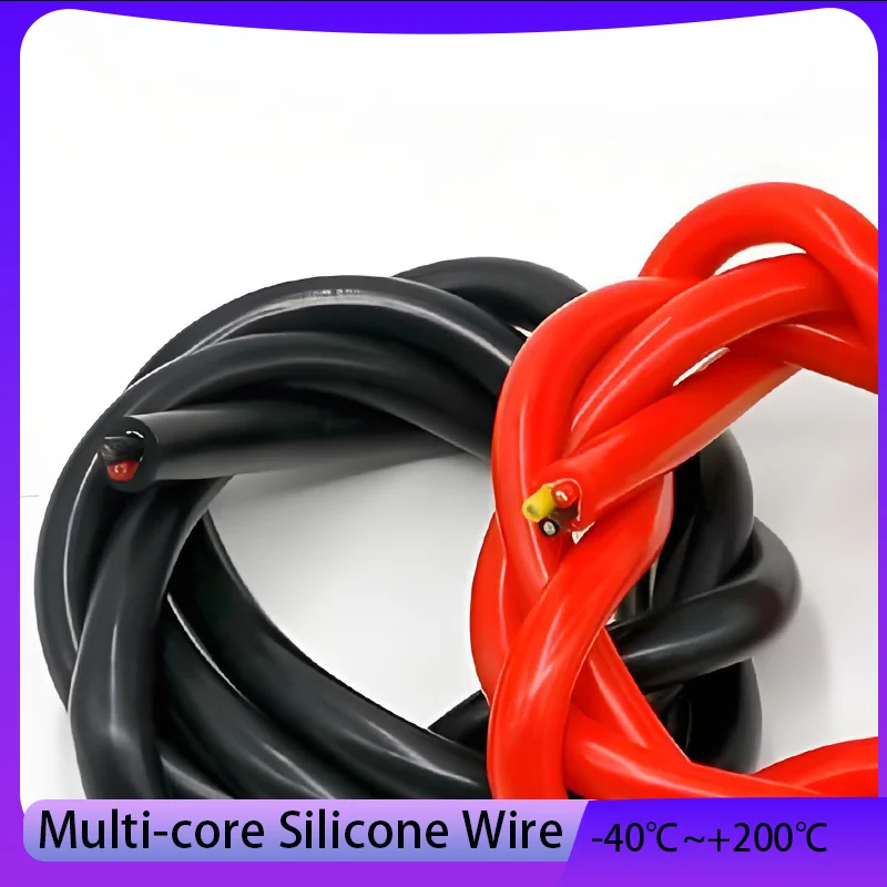 

1~10M Soft Silicone Rubber Cable Sq 0.3/0.5/0.75/1/1.5/2.5/4/6mm² 2/3/4/6 Cores Flexible Insulated Copper High Temperature Wire