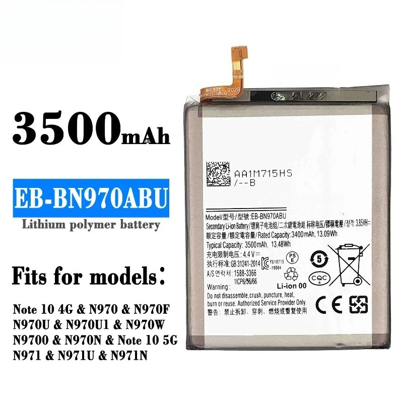 Batería de repuesto EB-BN970ABU para Samsung Galaxy Note 10 4G/5G N970 N970F N970U N970U1 baterías de teléfonos móviles 3500mAh + herramientas