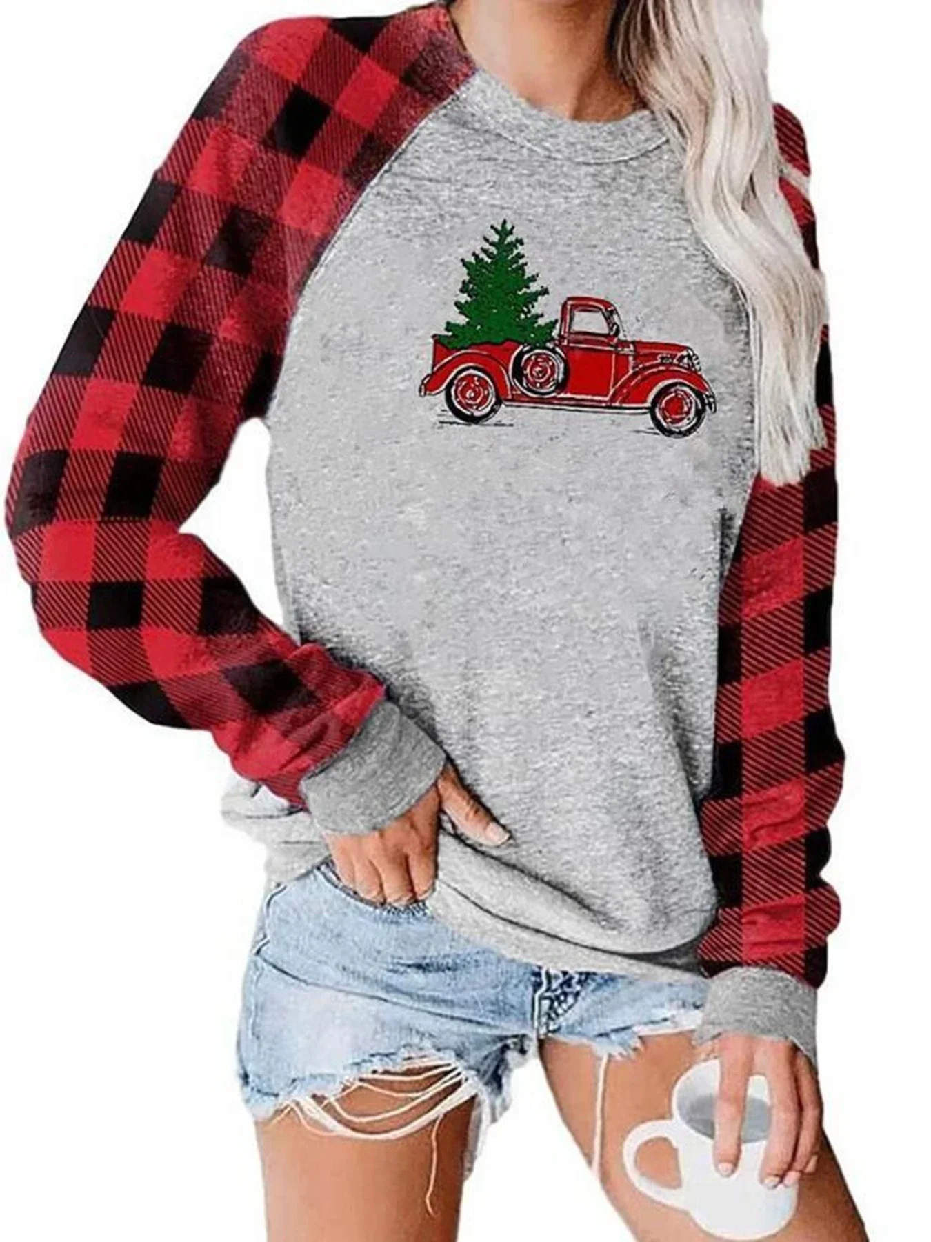 Women Plus Size 1XL-5XL Fashion Christmas Print T-Shirts Ladies Long Sleeve Casual Pullover Loose Cute Christmas Sweatshirts