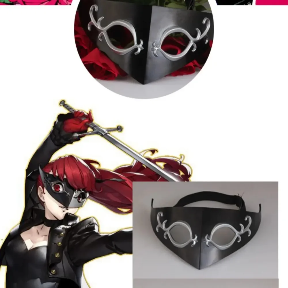 CosplayGame Cosplay Anime Yoshizawa Kasumi Cosplay espada máscaras para los ojos accesorios de fiesta de Halloween para mujeres pelucas rojo largo sintético