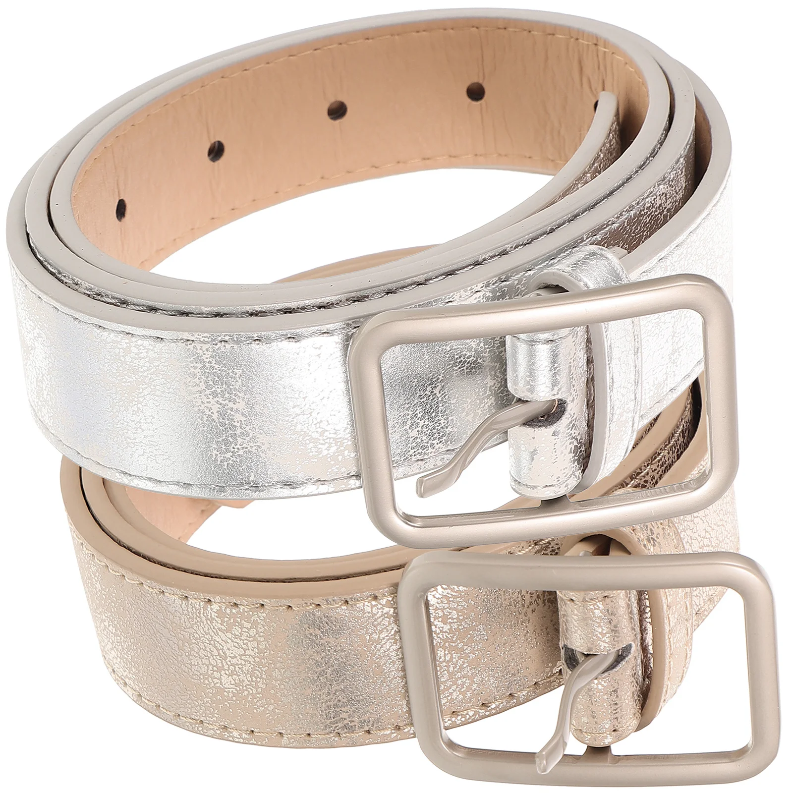 

2 pcs Women's Waist Belts for Women Waist Belt Jeans Pants Gold Silver Color Adjustable Fashion Accessories