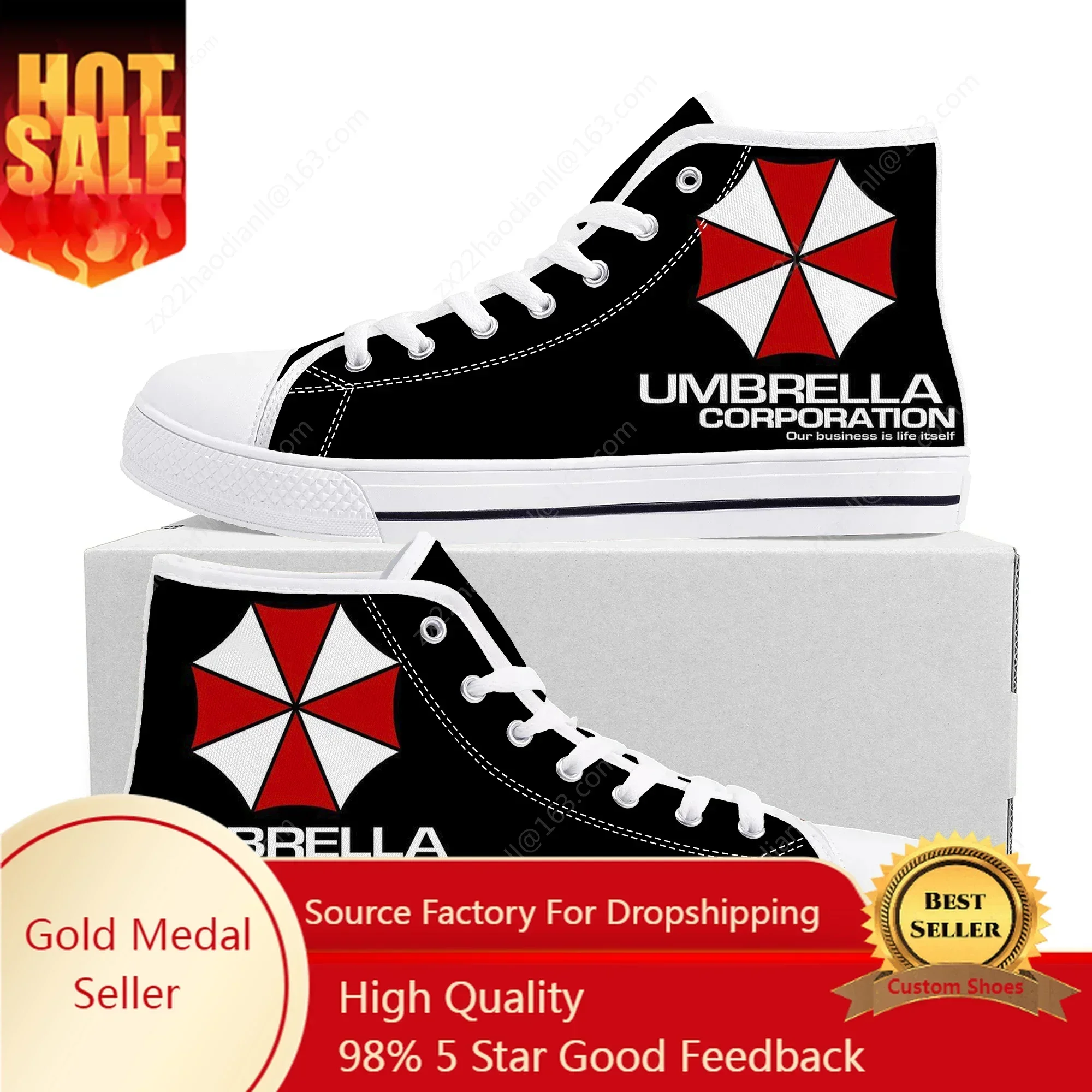 

U-Umbrella Corporation High Top Sneakers Mens Womens Teenager Zombie Horror Movie Canvas Sneaker couple Shoe Casual Custom Shoes