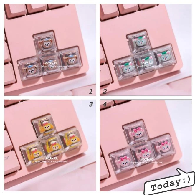 

Individual Cartoon Animal Keycap Cute Animal Rabbit Bear Dog Key Cap Mechanical Keyboard Resin Transparent Stereoscopic Keycap