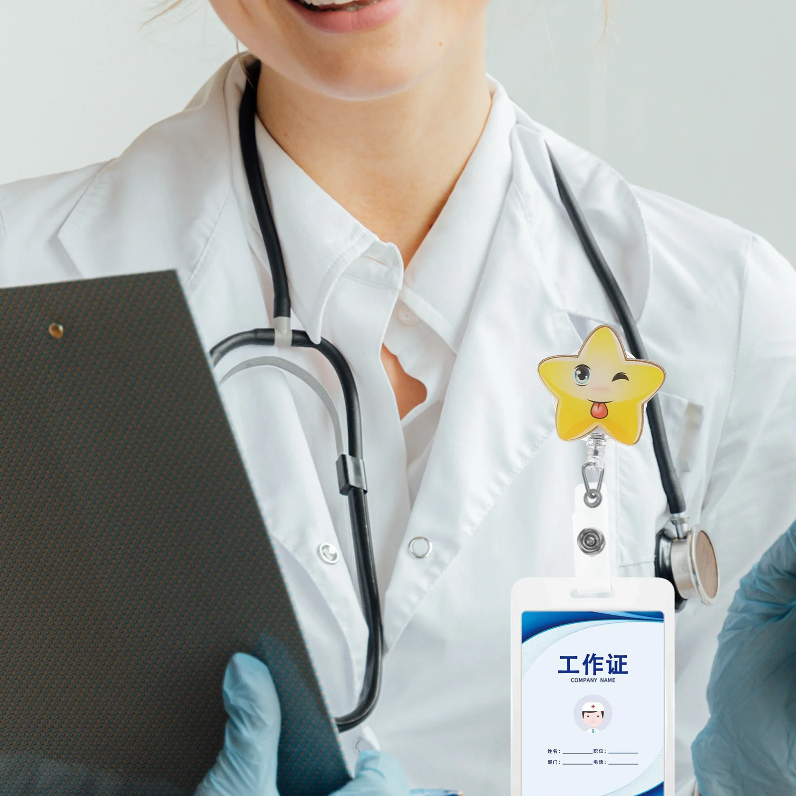 

4pcs Retractable Badge Holders Chest Card Clips Portable Id Card Holder For Employee Name Tag Reel Work Accessory