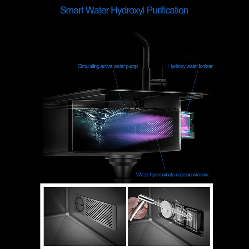 Imagem -04 - Asras-ultrasonic Inteligente Purificante Cozinha Ilha Pias Handmade Duplo Pia Nanômetro Painel de mm