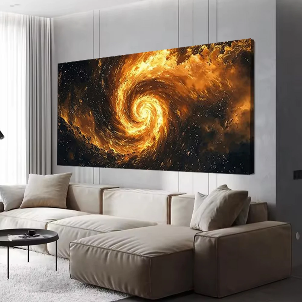 Kits de arte de diamantes abstractos en 5D en negro y dorado para principiantes, cuadro de arte de gemas con vista de galaxia y vórtice para regalo, decoración de pared para el hogar.